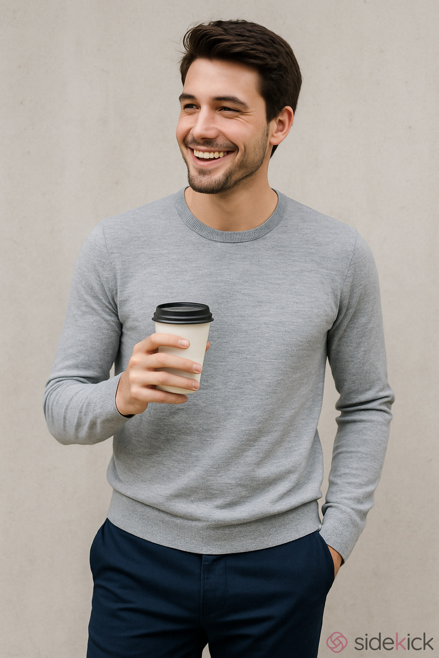 Buck Mason Men's Gray Cashmere Crewneck Lightweight Sweater Size Medium
